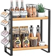 LEMIKKLE Coffee Station Organizer for Counter,Condiment Storage Caddy for Kitchen,2 Tier Wooden S...
