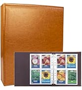 A4 3 Ring Binder Garden Seeds Storage Album with 30 Pcs 3.5x5” Seed Packet Sleeves, PU Leather Ha...