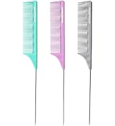Goodofferplace Rat Tail Combs Teasing Comb Set with Fine Tooth Long Steel Pin Rat Tail Hair Combs...