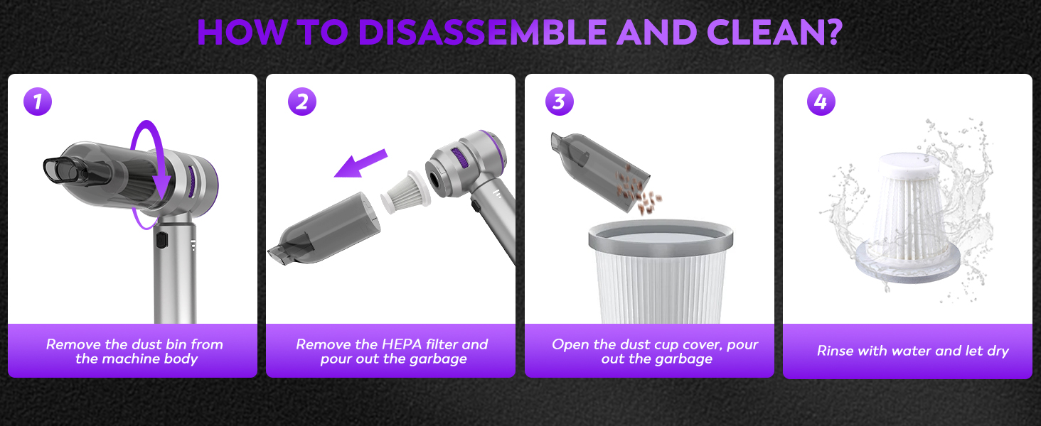 KedeeSparkle Handheld Car Vacuum Cleaner, 4 in 1 Cordless Vacuum Cleaner