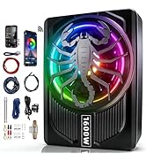 WDiYA Upgrade1600W Under Seat Subwoofer | 10" Slim Car Sub with Built-in Amp, RGB LED Lights, APP...