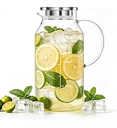 Aofmee 1 Gallon Glass Pitcher with Lid and Handle, 128oz Gallon Water Pitcher for Fridge, Borosil...