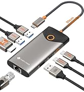 NOVOO USB C Hub Ethernet 4K@60 USB C HDMI Adapter Multiport Type C Adapter, 100W PD, 5Gbps USB-A/...