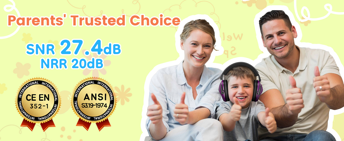 Dr.meter Ear Muffs for Noise Reduction: 27.4SNR Noise Cancelling Headphones for Kids Adults