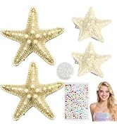 Mermaid Costume Accessories Women - 4PCS Starfish Hair Clip, Mermaid Face Glitter and Pearl Stick...