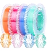 AMOLEN Translucent PLA Filament Bundle, Transparent 3D Printer Filament 1.75mm, NO-Tangle&amp;Low War...