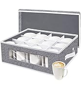 homyfort Mug Storage Box, China Storage Containers Organizer Hard Shell with Dividers for 12 Coff...