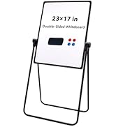 Dry Erase Board with Stand, 23"x17" Double Sided Portable White board, Height Adjustable Rotating...