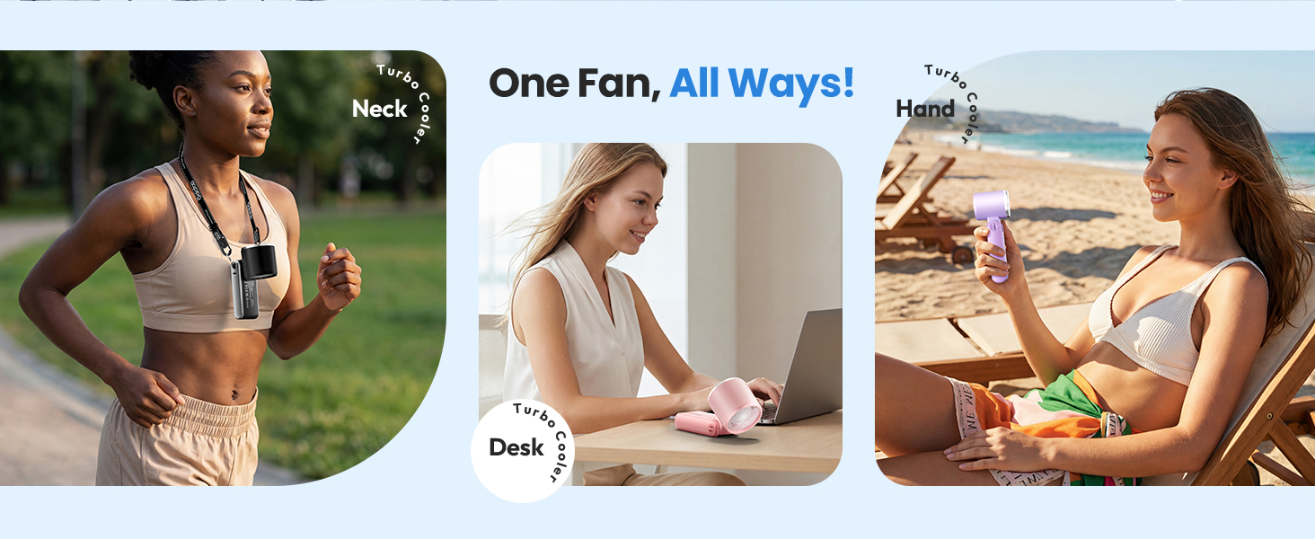portable handheld turbo fan hand fan foldable portable handheld turbo fan 180° 4 in1 hand desk neck
