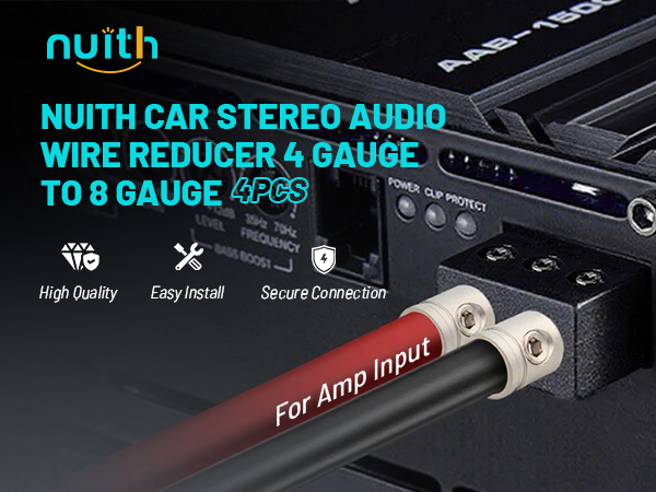  4PCS Car Audio Amplifier Wire Terminal Connectors Brass with Heat Shrink Tubing