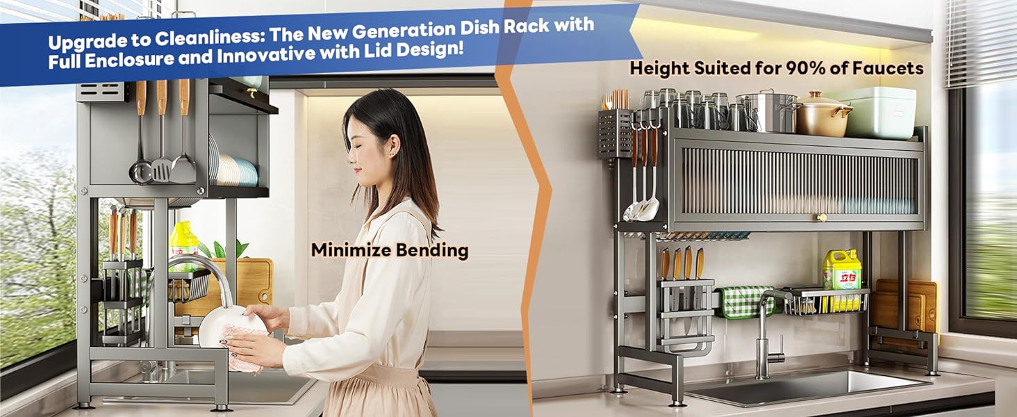  3-Tier Over The Sink Dish Drainer Drying Rack 