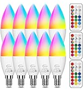 E12 LED Candelabra Light Bulbs 40W Equivalent, B11 Color Changing Candle Bulb with Remote Control...
