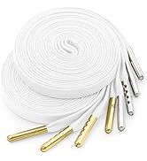 YJRVFINE Flat Waxed Shoe Laces: 2 Pairs Wax Shoelaces With Metal Tips for Sneakers