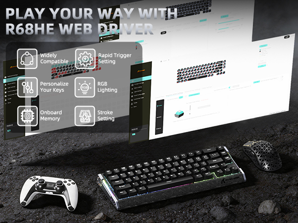 ATTACK SHARK R68 HE 60% Wired Rapid Trigger 8K Mechanical RGB Gaming Keyboard with 0.005mm Accuracy