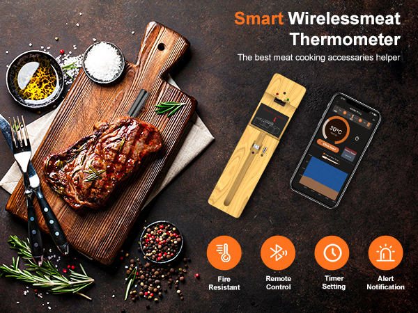 Plus Wireless Meat Thermometer Bluetooth with Probe for Grilling/Cooking