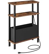 CHOEZON Narrow Side Table, Small End Table with Charging Station, Slim Nightstand for Small Space...