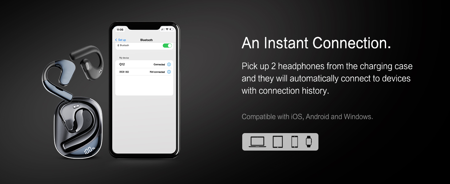 NEOQOQO over the ear bluetooth headphones Compatible with iOS, Android and Windows