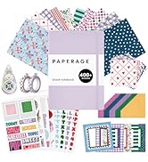 PAPERAGE Junk Journal &amp; Scrapbook Kit, Hardcover Blank Journal Notebook, 20 Patterned Papers, 8 S...