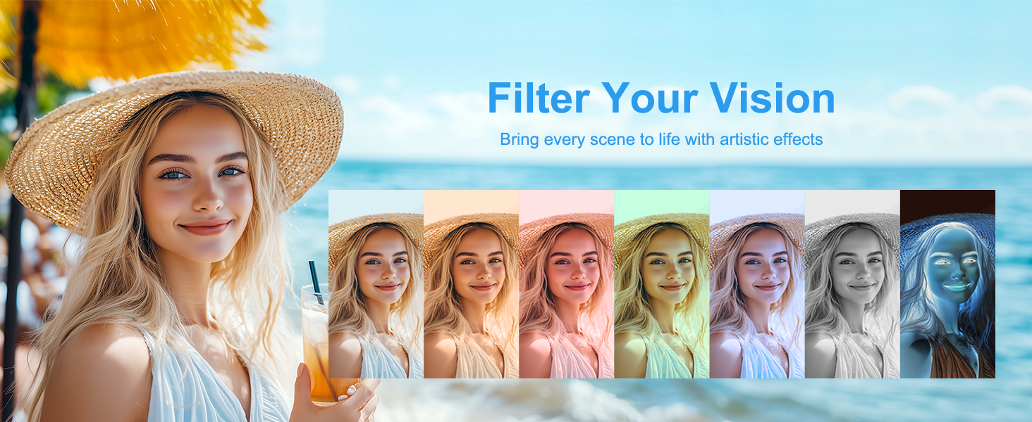 Add style instantly. Built-in creative filters give your photos and videos unique artistic flair.