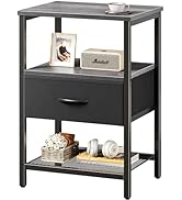 Huuger Night Stand with Fabric Drawer, Side Table with Mesh Shelf, Bedroom Nightstand, Fabric Dra...