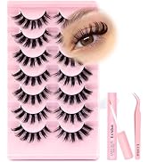 Losha Lashes Fluffy False Eyelashes 7 Pairs 3D Eye Lashes Kit with Lash Glue and Lash Tweezers D ...