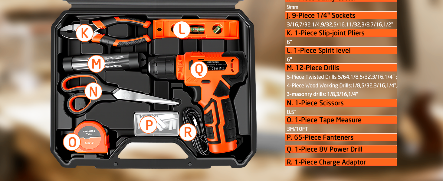 139 PCS Tool Set with 8v Drill