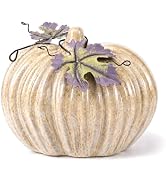 Vhxmaizxn Ceramic Pumpkin Statues 6 Inch Porcelain Fake Pumpkins Figurine | Yellow Glazed Ceramic...