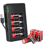 CR123A Rechargeable Batteries 8 Packs, 3.7V Lithium Rechargeable Batteries with Charger for Arlo ...