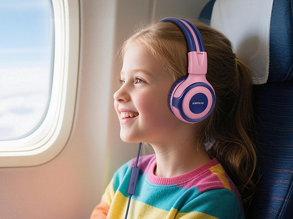 kids wired headphones with passive noise cancellation for travel
