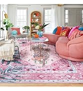 9x12 FT Leopard Rug for Living Room Pink Leopard Vintage Animal Rug Aesthetic Pink Rugs for Girls...