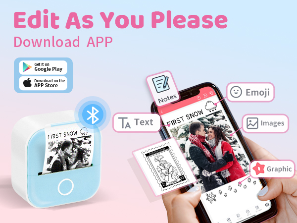 T02 Mini Sticker Printer - Wireless Sticker Maker Machine