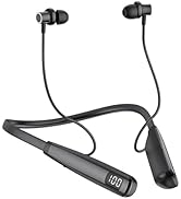 MOCANIO Sport Neckband Headphones Bluetooth 5.3 in Ear 100 Hours Working Time with LED Battery In...