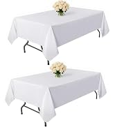 Kachanaa 2 Pack White Rectangle Table Cloth 60 x 102 Inch,Suitable for 6 Foot Rectangle Tables,Wr...