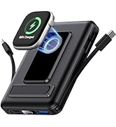 Vexnara Magnetic Portable Charger, 10000mAh Wireless Power Bank for iPhone with Built-in Cables, ...