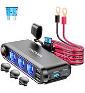 EUGIZMO 12V Car Cigarette Lighter Socket, 200W 3 Socket Cigarette Lighter Plug Splitter USB Charg...