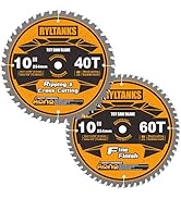 Ryltanks 10 Inch Table Saw Blade/Miter Saw Blade, 5/8" Arbor, 40T for Ripping, Cross Cutting&amp;60T ...