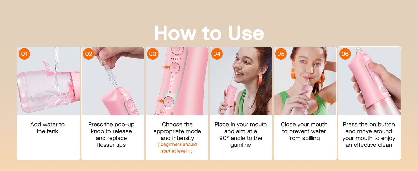 Press the pop-up knob to release and replace the flosser tips
