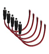 5.5mm x 2.5mm DC Power Terminal Cable 5-Pack, 14AWG 0.8FT with Male Barrel Connector for CCTV Cam...