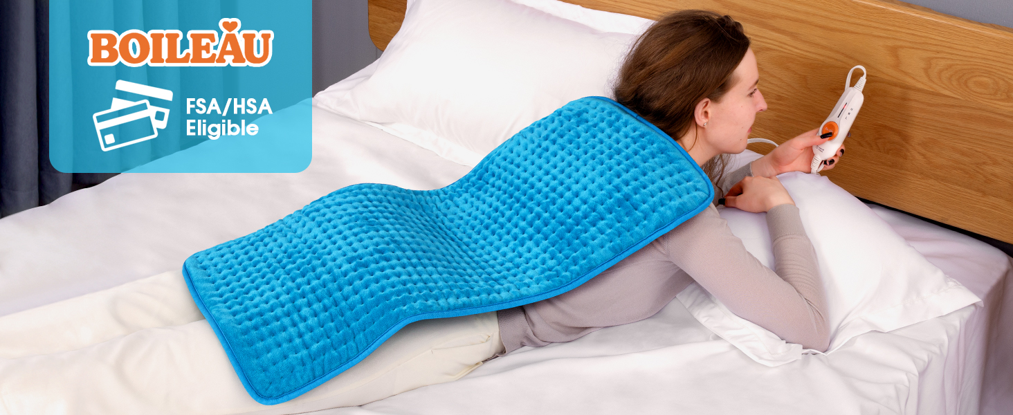 Boileau Electric Heating Pad for Back Pain and Period Cramps Relief