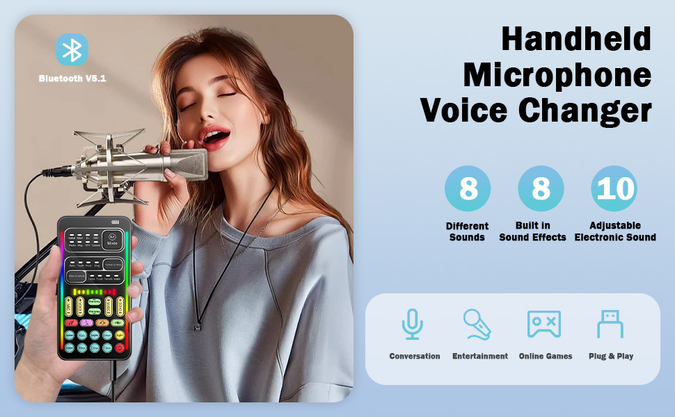 8 Voice Changes Live Sound Card
