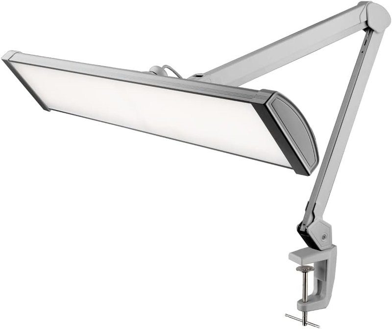 Ultra 3,500 Lumen LED Desk Lamp, 45W, 26-Inch Wide Metal Shade, 270 SMD Leds (Non-Cct with Clamp, Silver)