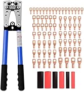 Sanuke Battery Cable Lug Crimping Tool for AWG10-1/0, Wire Crimper with 78pcs Copper Lug Ring Ter...