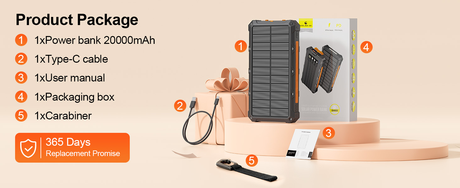 Solar charger Power Bank 365 Days replacement