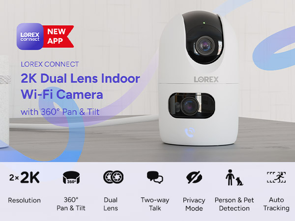 Lorex Connect 2K Dual Lens Indoor Wi-Fi Camera
