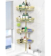 DAOYA Shower Caddy Tension Pole - Gold Corner Shower Caddy Stainless Steel Bathroom Shower Organi...