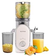 SUSTEAS Cold Press Juicer, 5.3" Feed Chute Slow Masticating Machines with 300W, Fit Whole Fruits ...