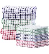 Kitinjoy Cotton 12 Pack Kitchen Towels and Dishcloths Sets, 16 x 25 Inch &amp; 12 X 12 Inch Dish Towe...