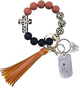 SHINYHARBOR Silicone Jesus Cross Keychain Wristlet Bracelet for House Work Car Keys, Christian Gi...