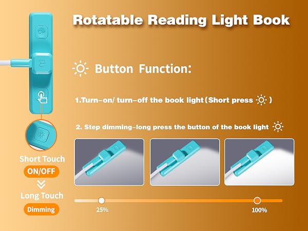 VAVOFO 24pcs LEDs rechargeable reading book light button functions 1-blue for mobile