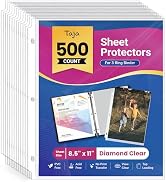 Taja Sheet Protectors for 3 Ring Binder, Clear Page Protectors Top Loading, Plastic Sleeves for P...